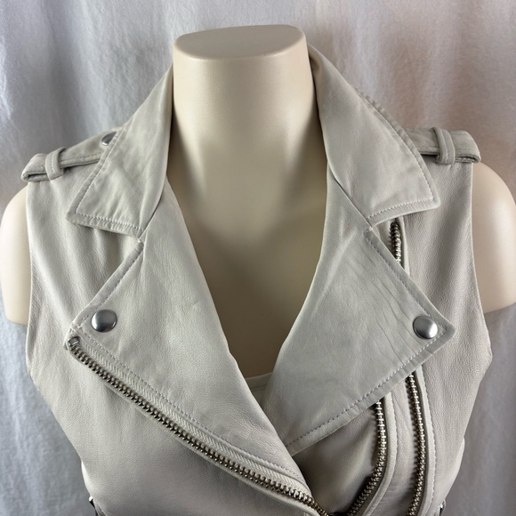IRO Suga lamb leather moto vest in a light off-white or "bone" color 36(US 4) - Picture 8 of 13